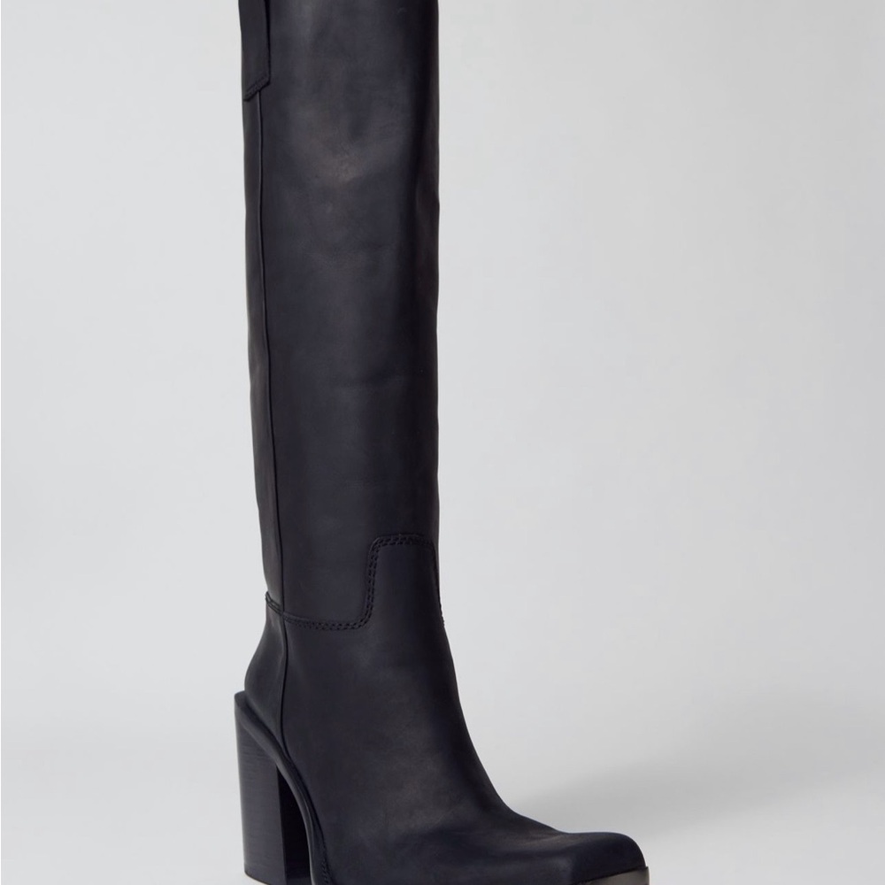 Jeffrey Campbell Black Knee-High Block Heel Boot
